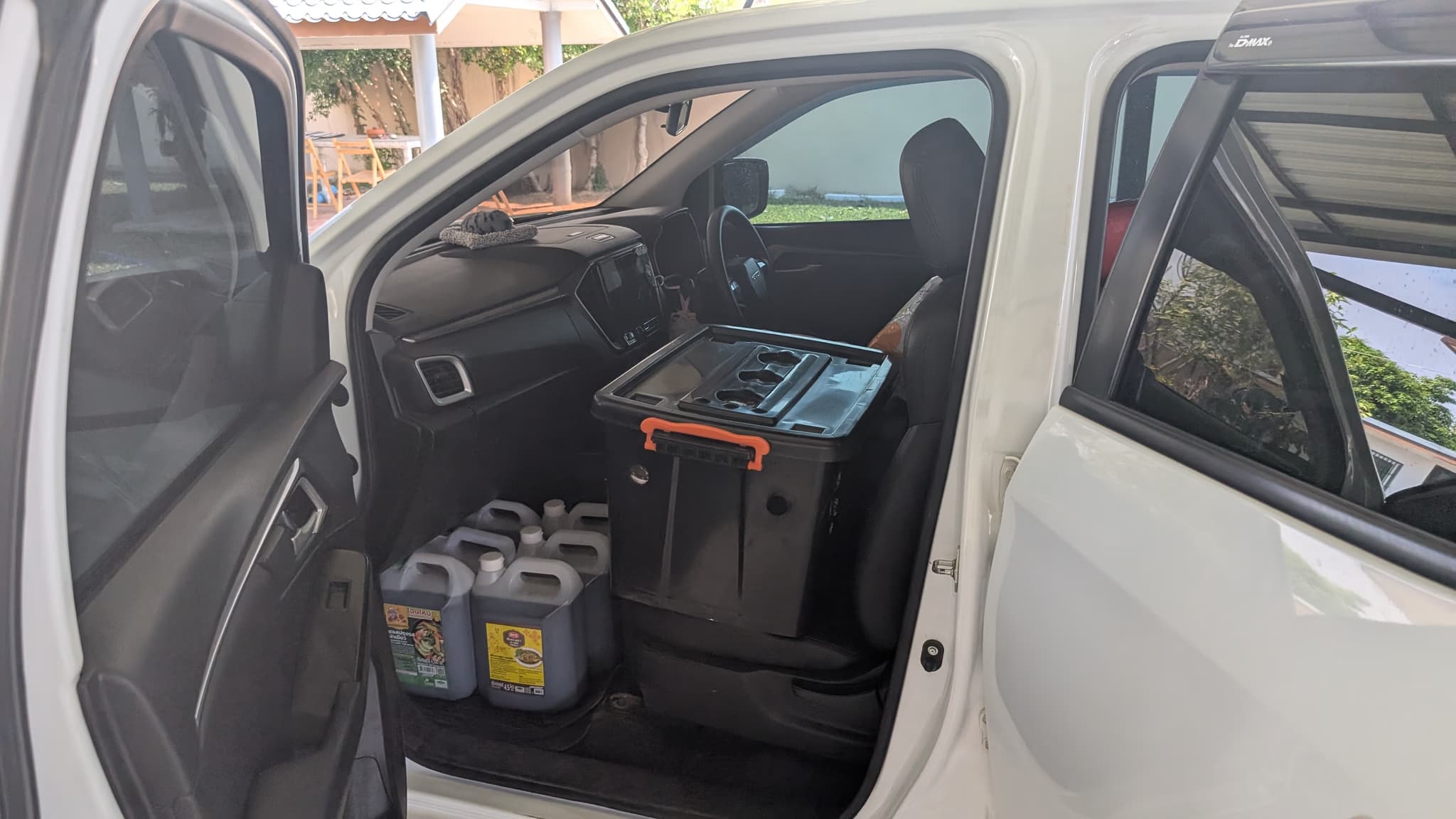 Supplies in white truck