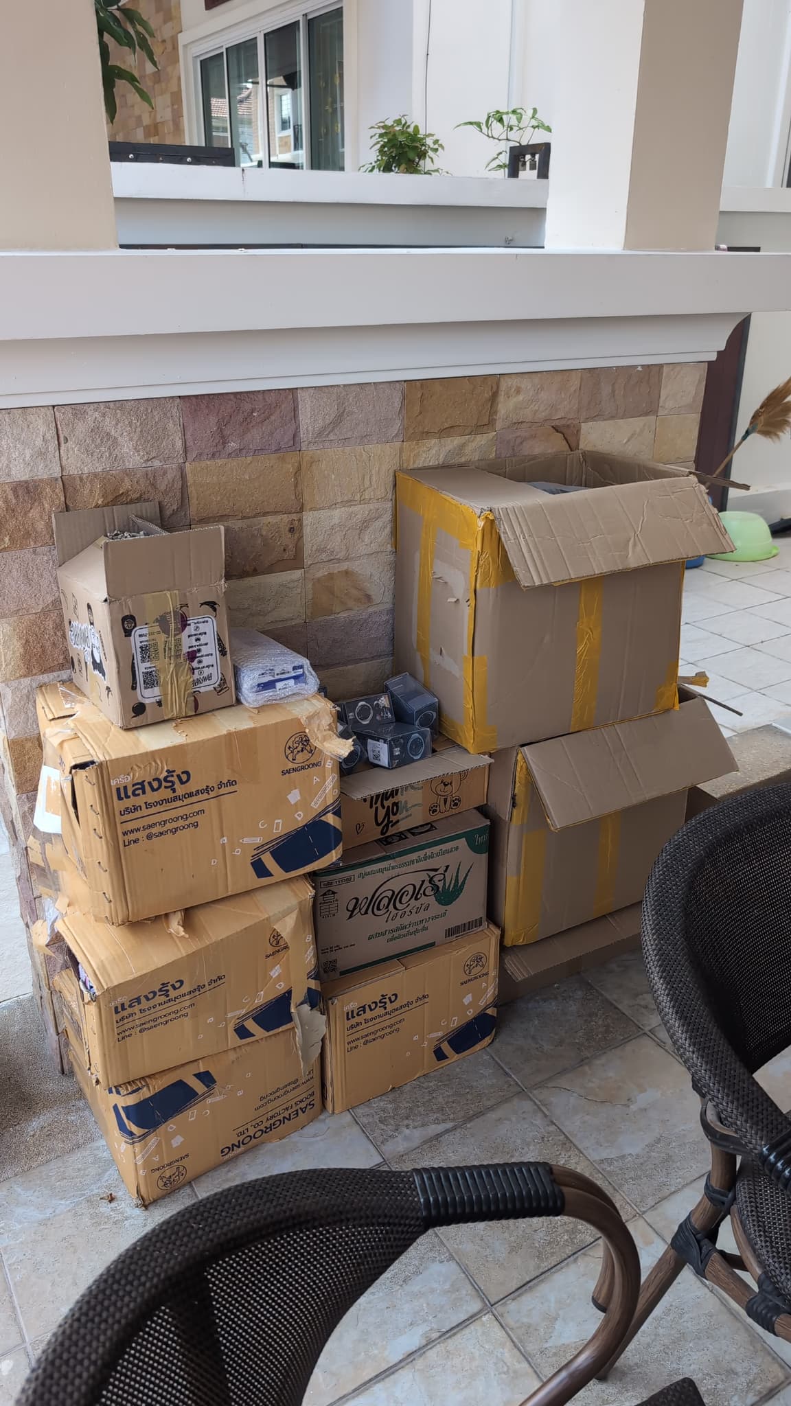 Lazada boxes on terrace