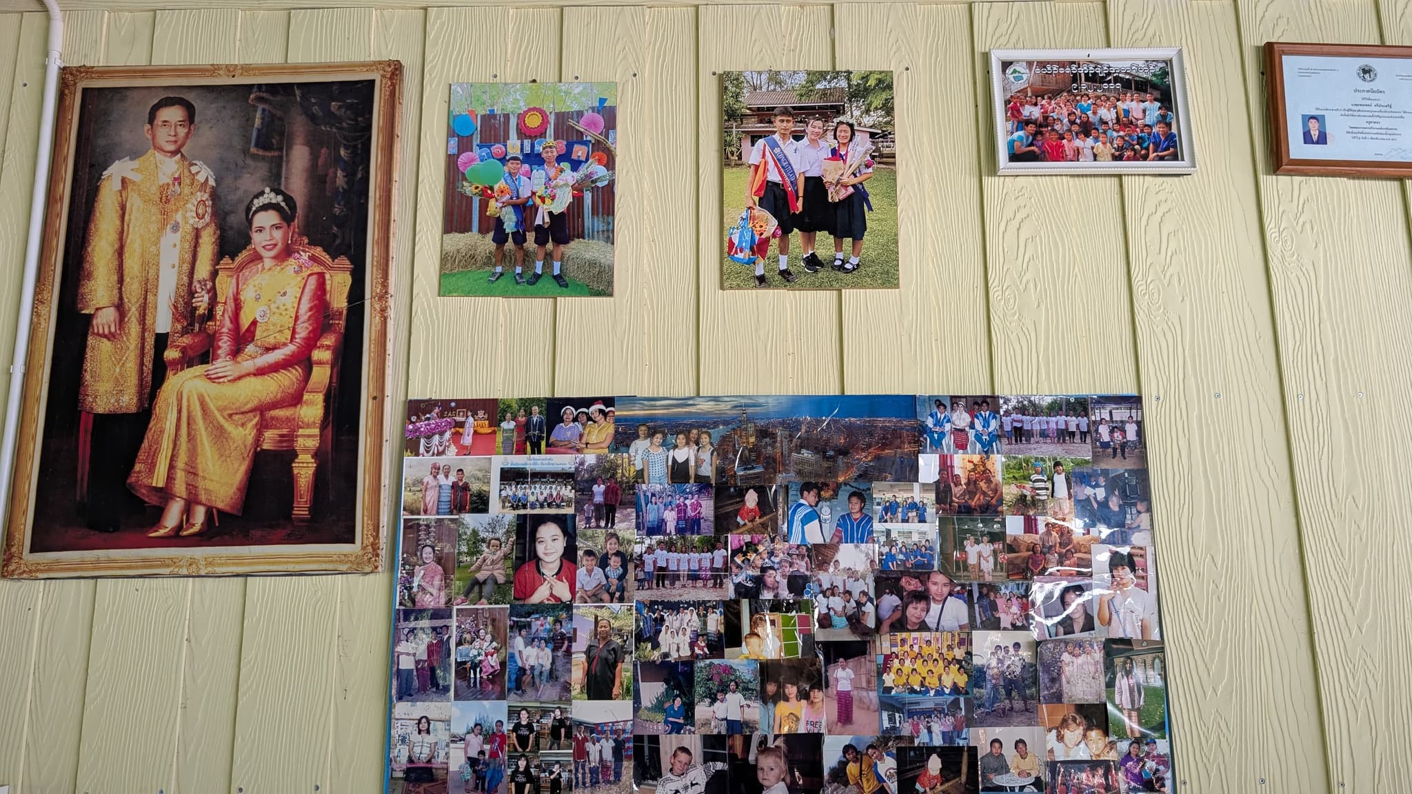 Photo wall with 20 years of memories