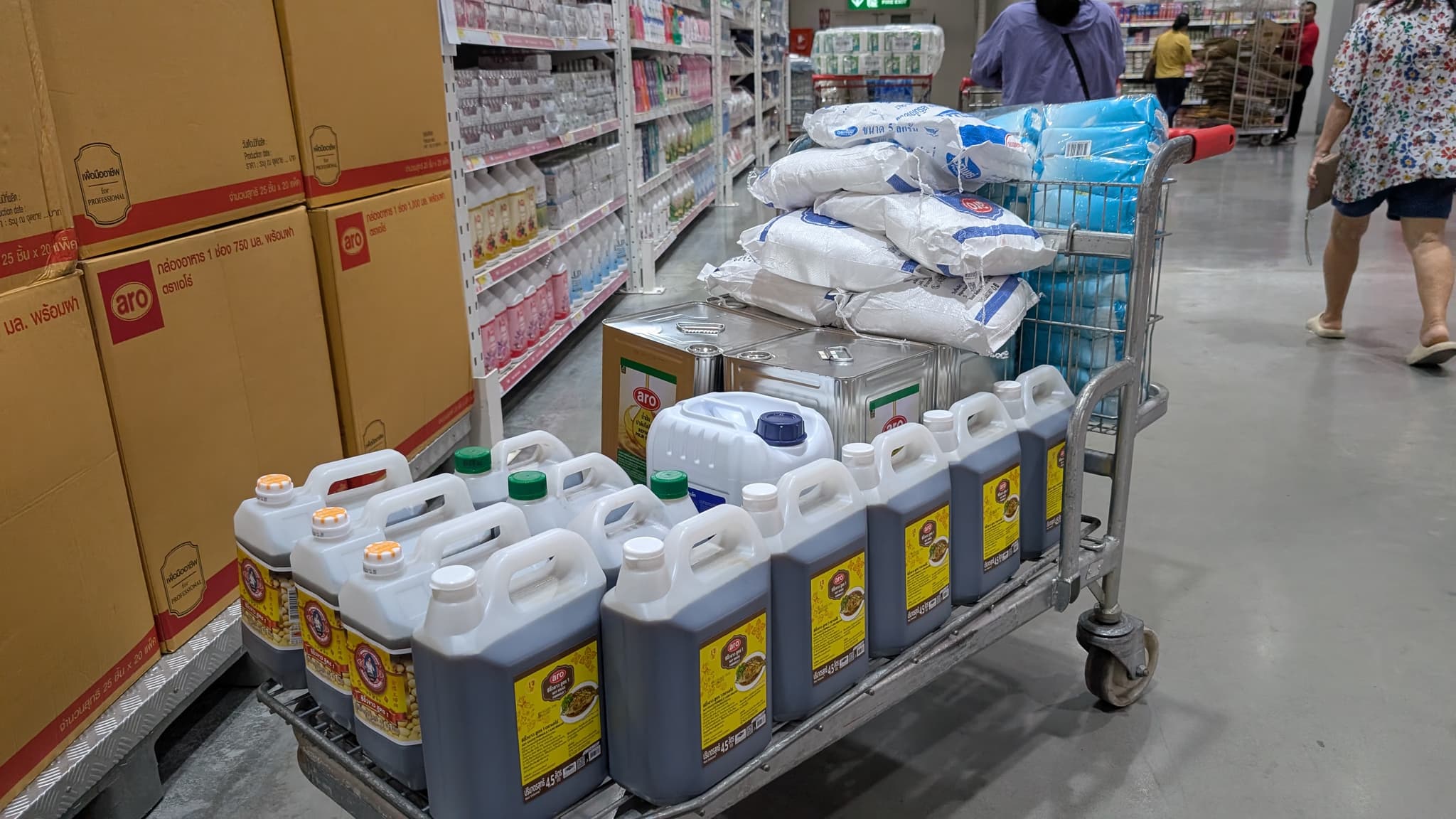 Cart being pushed through Makro